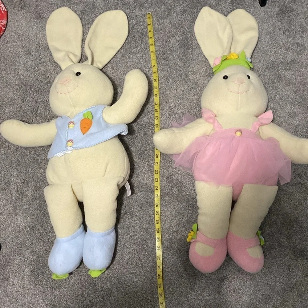 Vintage Zany Brainy Bunny Rabbit Stuffed Toys Stuffies Plush Easter Boy & Girl